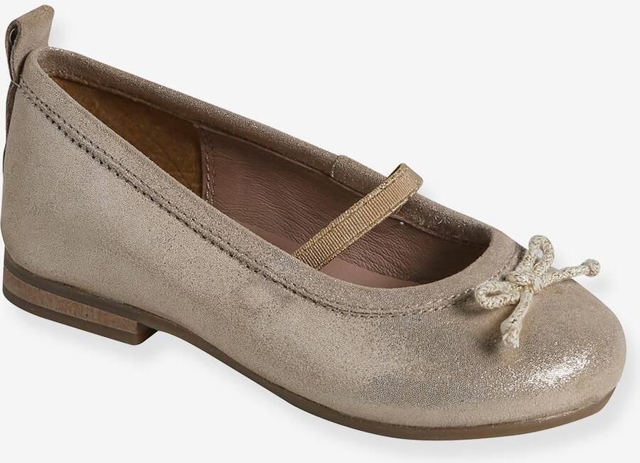 VERTBAUDET Ballerina's in metallic leer voor meisjes goud - Foto 2