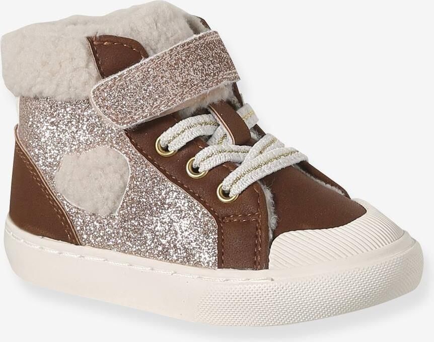 VERTBAUDET Baskets baby meisjes synthetisch gevoerd elastische veters en klittenband veel bruin