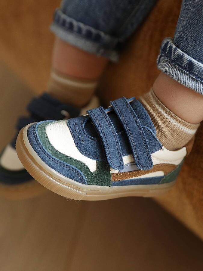 VERTBAUDET Baskets met klittenband van leer voor baby veel blauw