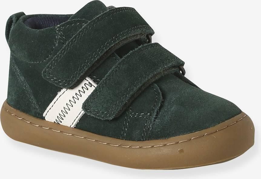 VERTBAUDET Baskets Mid gevoerd met klittenband leer baby groen