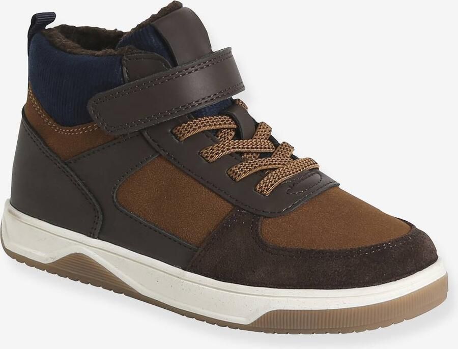 VERTBAUDET Baskets voor jongens kleutercollectie gevoerd elastische veters en klittenband bruin