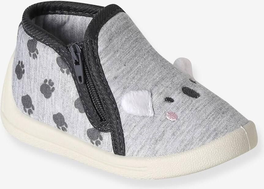 VERTBAUDET Canvas sloffen met rits voor baby's grijs bedrukt - Foto 2