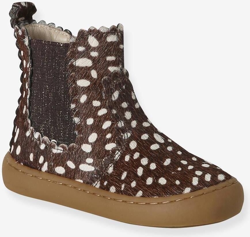 VERTBAUDET Chelsea boots met rits en elastiek van leer voor baby donkerbruin - Foto 2
