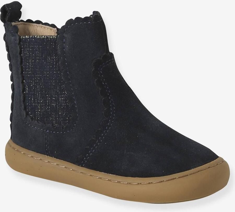 VERTBAUDET Chelsea boots met rits en elastiek van leer voor baby marineblauw - Foto 2