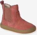 VERTBAUDET Chelsea boots met rits en elastiek van leer voor baby oudroze - Roze