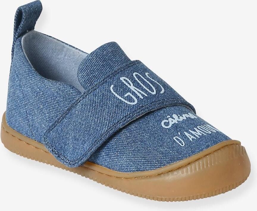 VERTBAUDET Denim stoffen sloffen met klittenband voor baby jeansblauw - Foto 2