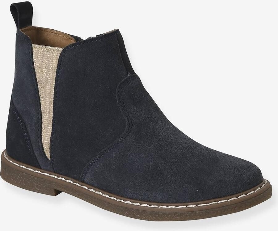 VERTBAUDET Elastische boots van leer voor kinderen kleuterschoolcollectie marineblauw