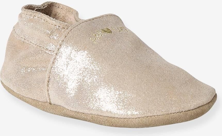 VERTBAUDET Elastische leren babyschoentjes in soepel leer goud