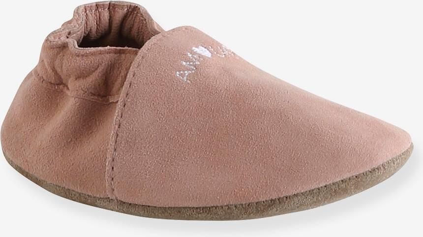 VERTBAUDET Elastische leren babyschoentjes in soepel leer roze (poederkleur)