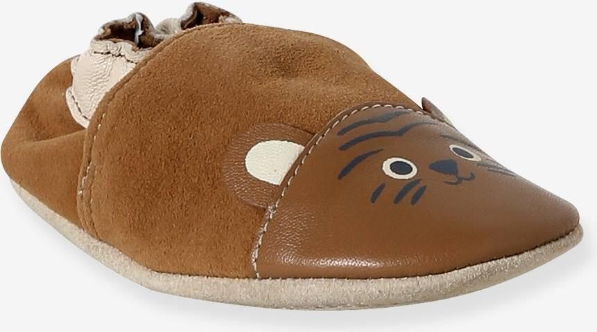 VERTBAUDET Elastische leren sloffen voor baby's chocoladebruin - Foto 2