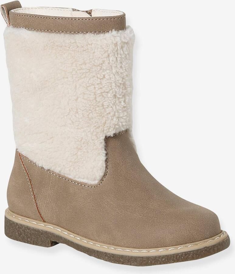 VERTBAUDET Gevoerde laarzen met rits voor meisjes uit de kleutercollectie taupe