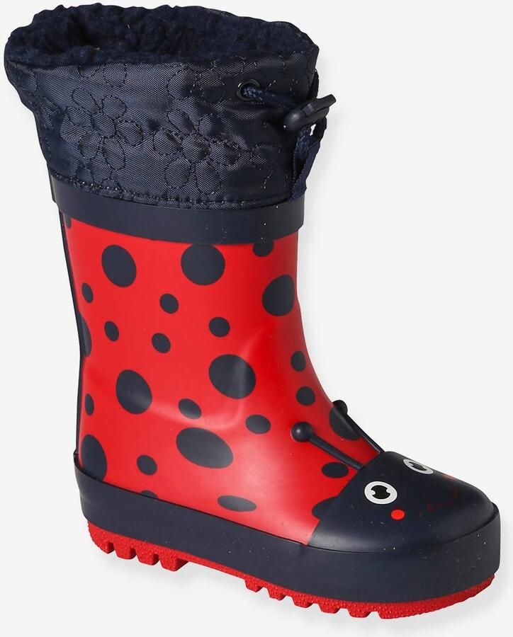 VERTBAUDET Gevoerde rubberen regenlaarzen met print voor baby rood