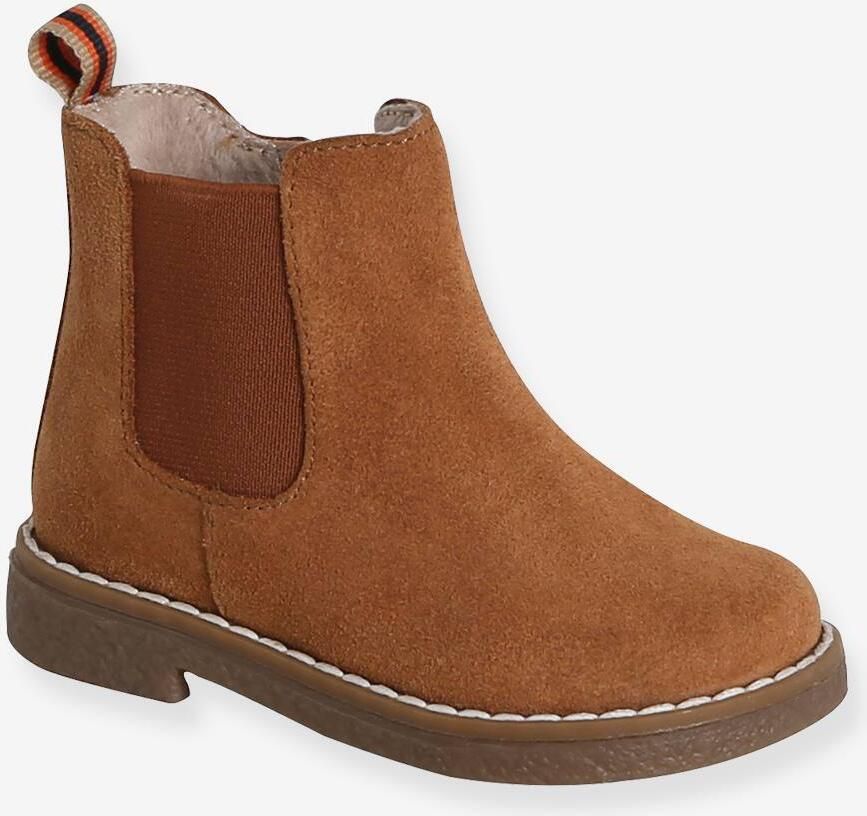 VERTBAUDET Gezipte en elastische leren boots voor babymeisjes kameel
