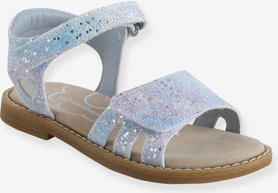 VERTBAUDET Glitzersandalen met klittenband voor kinderen kleutercollectie veel blauw