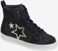 VERTBAUDET Halfhoge leren meisjessneakers met vetersluiting en ritssluiting marineblauw - Marineblauw