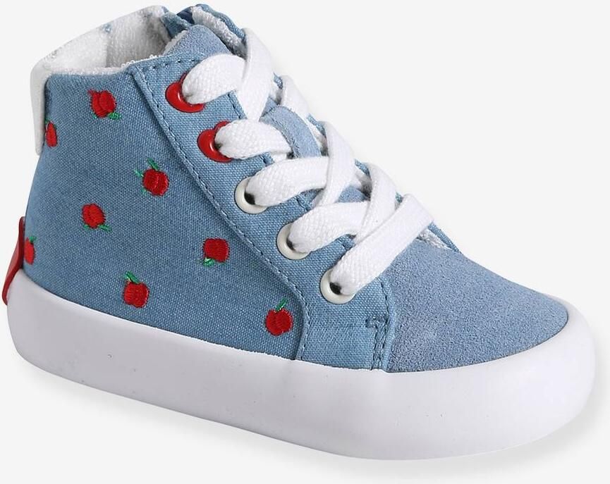 VERTBAUDET Hoge sneakers met veters en rits blauw bedrukt