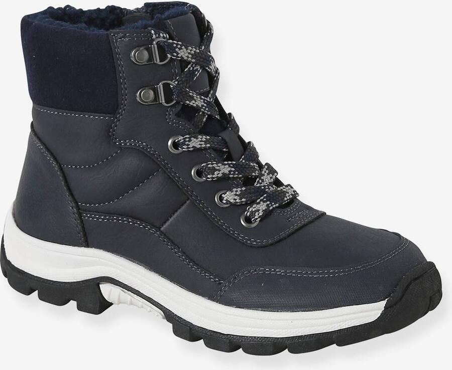 VERTBAUDET Hoge sneakers met veters voor jongens marineblauw