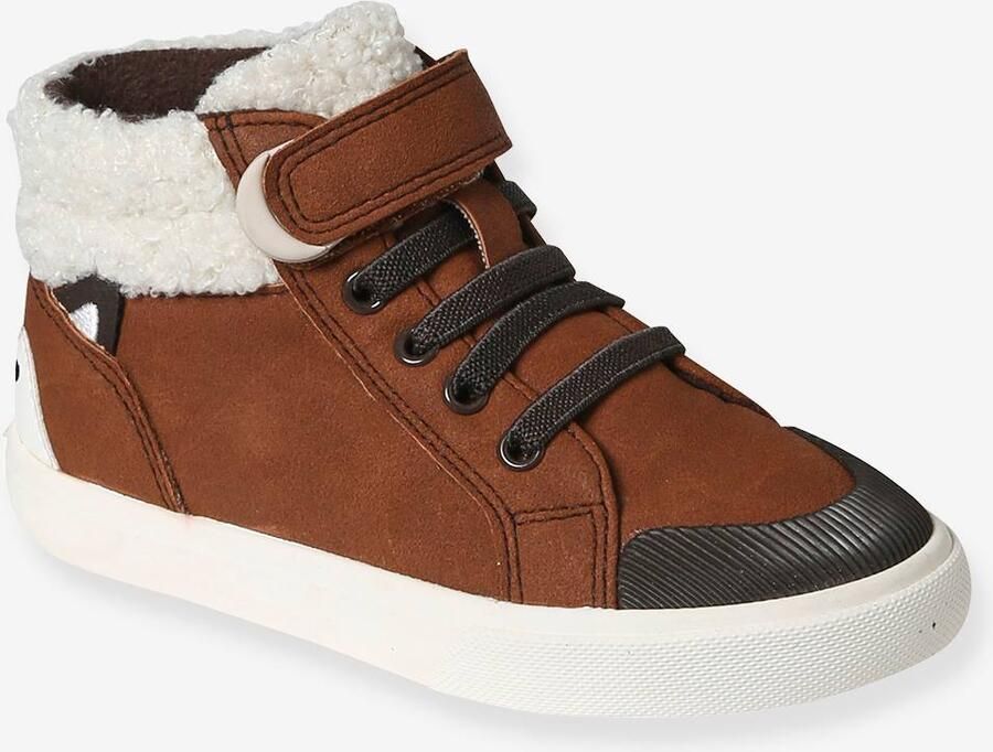 VERTBAUDET Hoge sneakers van leer kleutercollectie bruin
