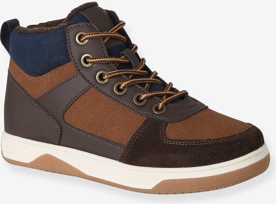 VERTBAUDET Hoge sneakers voor jongens met veters en klittenband bruin - Foto 2