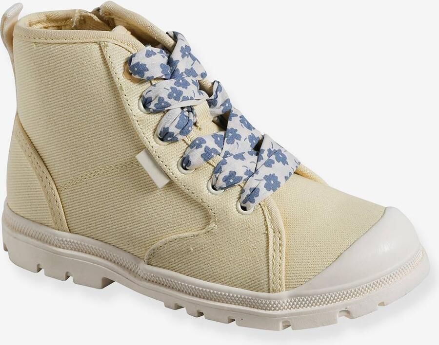 VERTBAUDET Hoge stoffen sneakers met gekartelde zool voor meisjes lichtgeel - Foto 2