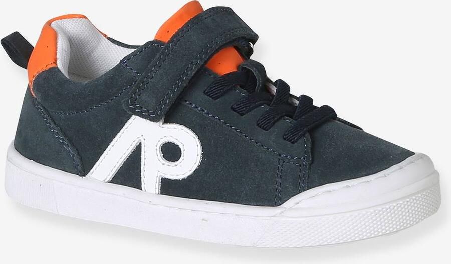 VERTBAUDET Jongenssneakers van leer met elastische veters marineblauw - Foto 2