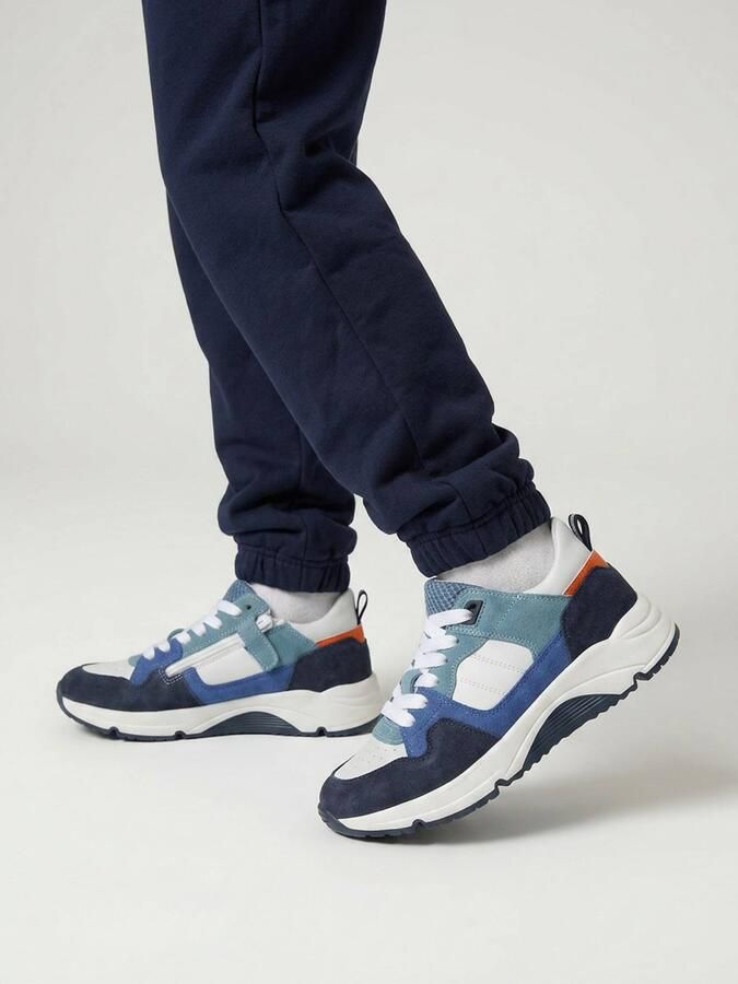 VERTBAUDET Jongenssneakers van leer met veters marineblauw - Foto 2