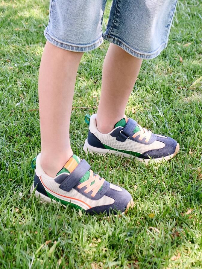 VERTBAUDET Kindersneakers met veters en klittenband kleutercollectie blauw bedrukt - Foto 2