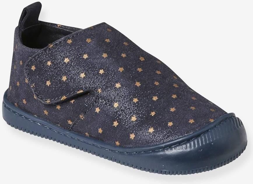 VERTBAUDET Klittenband baby slofjes van soepel leer blauw bedrukt - Foto 2
