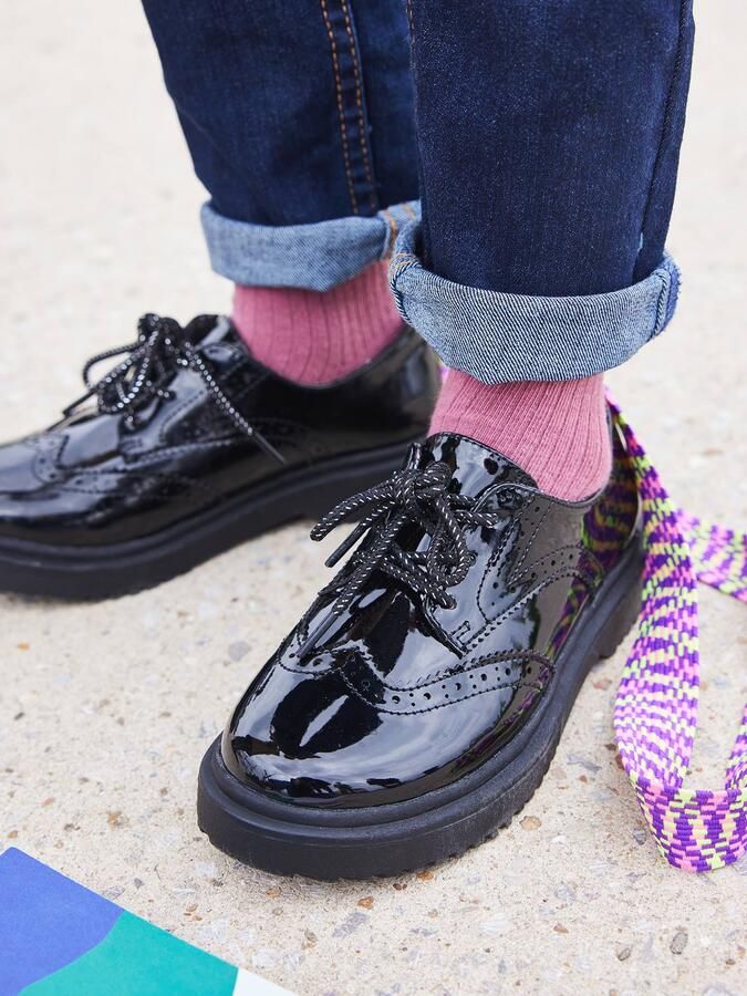 VERTBAUDET Lakschoenen met kartelzool kinderen zwart