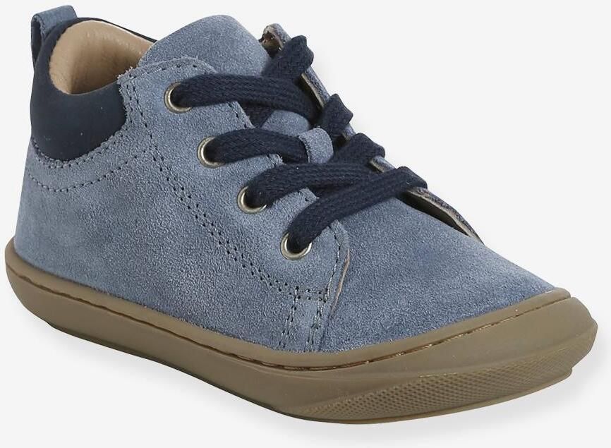VERTBAUDET Leren babylaarsjes met veters voor de eerste stapjes veel blauw