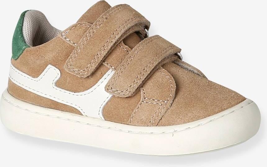 VERTBAUDET Leren babyschoenen met klittenband zandbeige