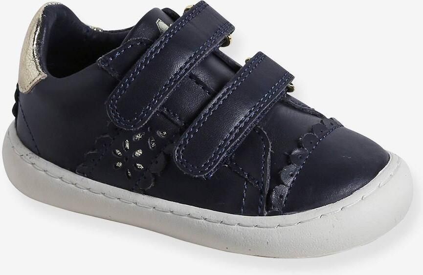 VERTBAUDET Leren babysneakers met klittenband marineblauw