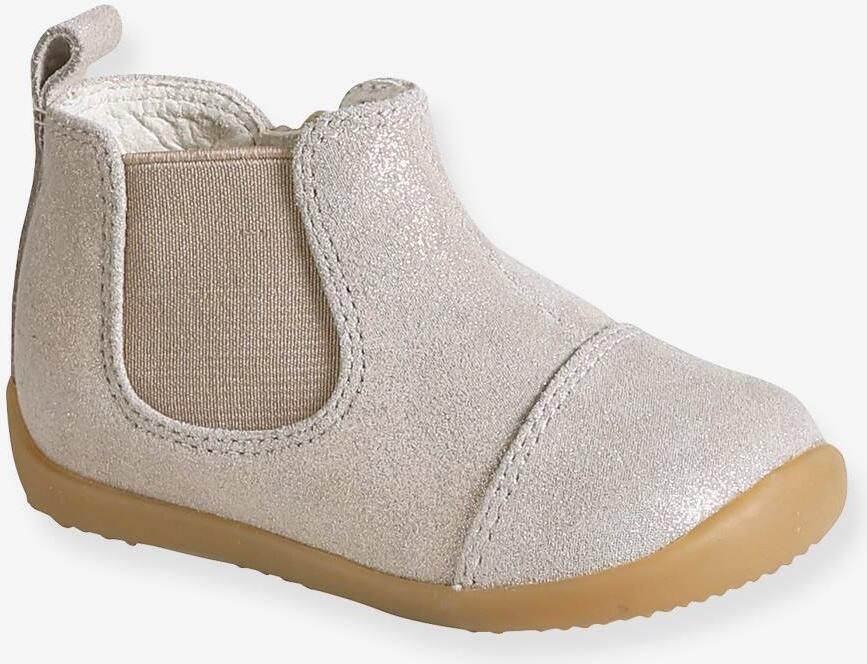 VERTBAUDET Leren boots met glitter voor baby's goud