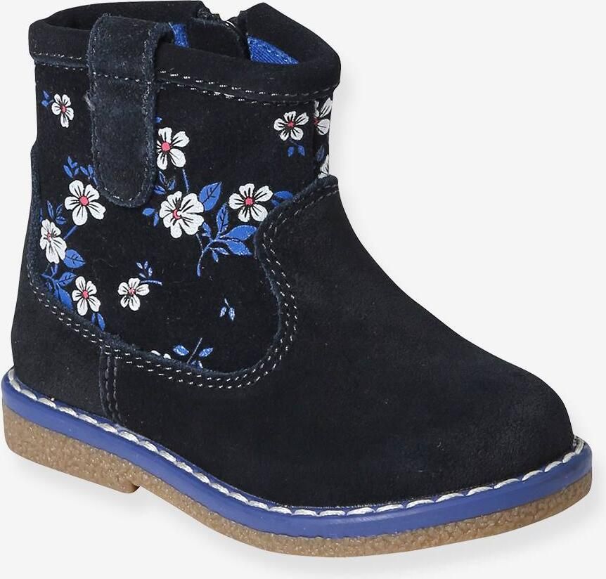 VERTBAUDET Leren boots met rits voor baby blauw bedrukt