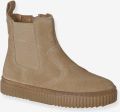 VERTBAUDET Leren Chelsealaarzen meisjes met elastiek en rits beige - Beige