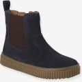 VERTBAUDET Leren Chelsealaarzen meisjes met elastiek en rits marineblauw - Marineblauw