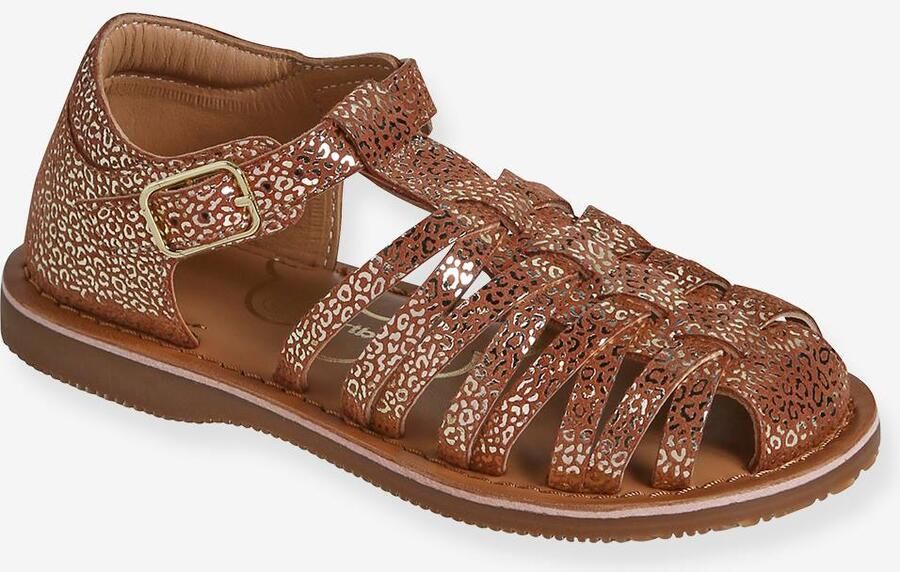 VERTBAUDET Leren gesloten kindersandalen kleutercollectie okergeel