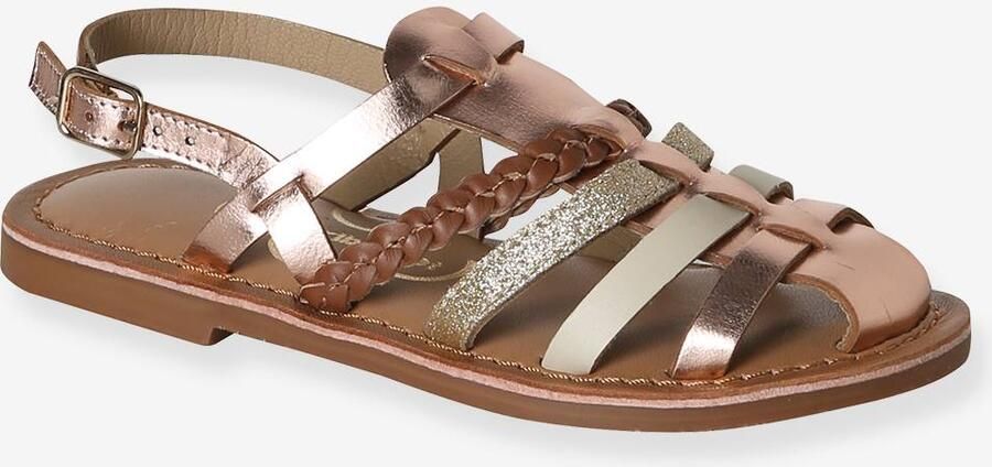 VERTBAUDET Leren kindersandalen met bandjes goud