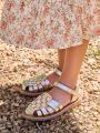VERTBAUDET Kindersandalen van leer met klittenband collectie kleuterschool goud - Goud