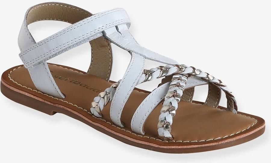 VERTBAUDET Leren kindersandalen met klittenband wit