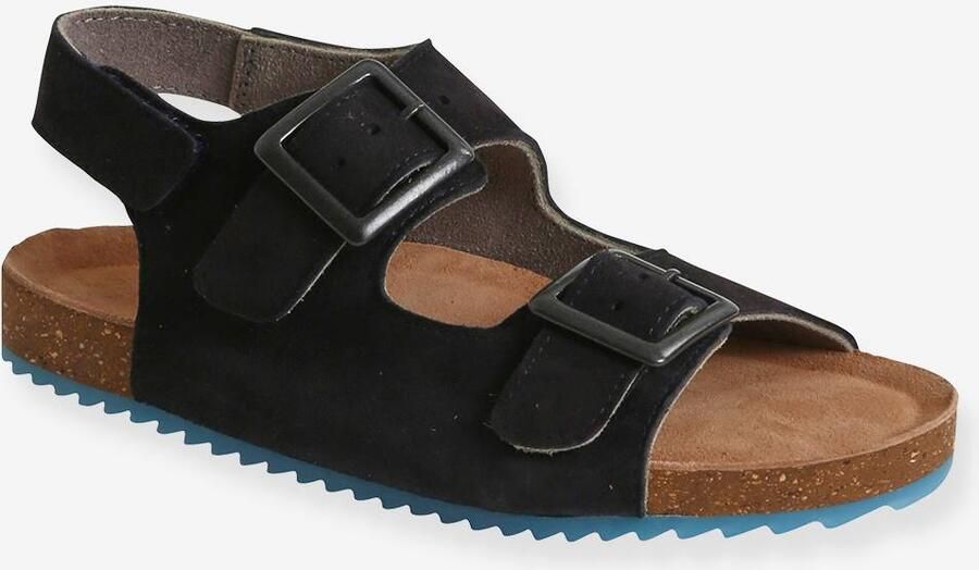 VERTBAUDET Leren kindersandalen volledig open marineblauw