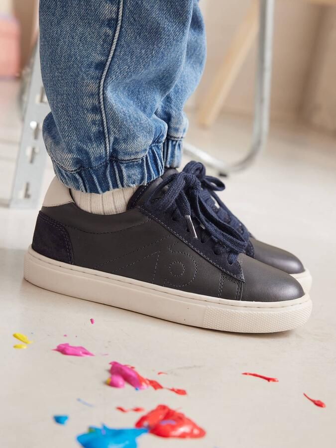 VERTBAUDET Leren kindersneakers marineblauw