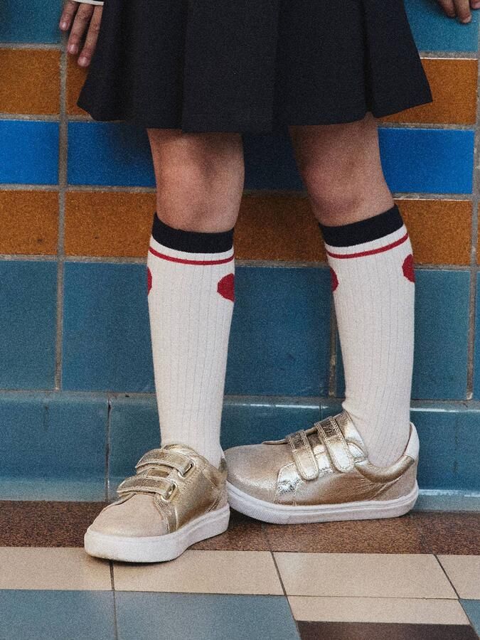VERTBAUDET Leren kindersneakers met klittenband kleutercollectie goud - Foto 2