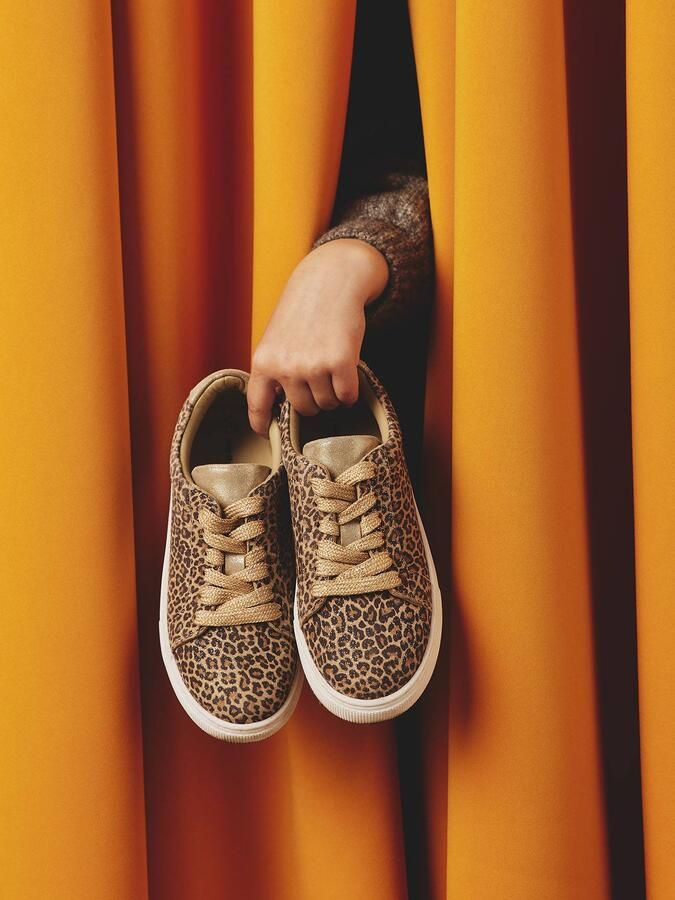 VERTBAUDET Leren kindersneakers met veters beige bedrukt - Foto 2