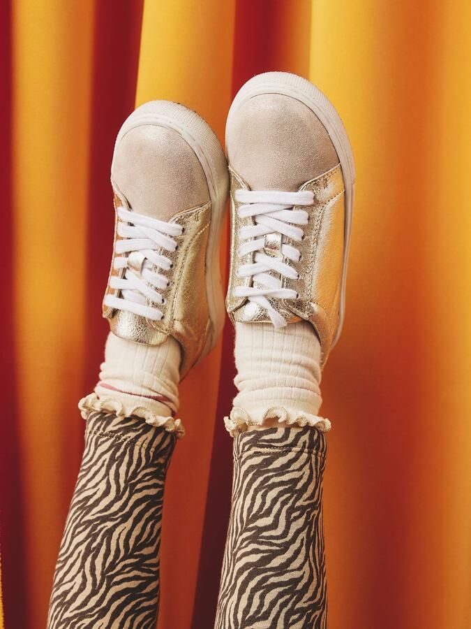VERTBAUDET Leren kindersneakers met veters goud