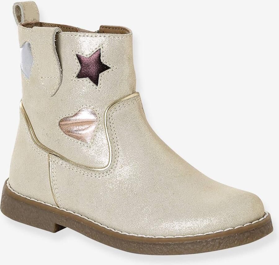VERTBAUDET Leren laarzen voor meisjes kleutercollectie goud