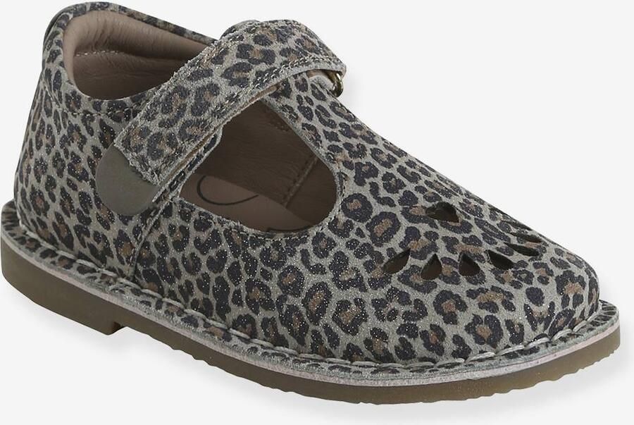 VERTBAUDET Leren meisjes sandalen kleutercollectie beige bedrukt - Foto 2