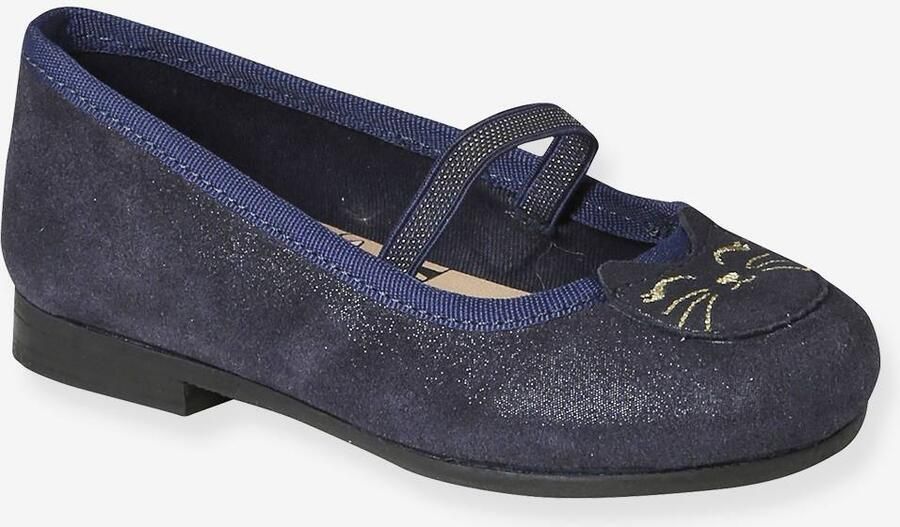 VERTBAUDET Leren meisjesballerina's met glitter kleutercollectie marineblauw - Foto 2