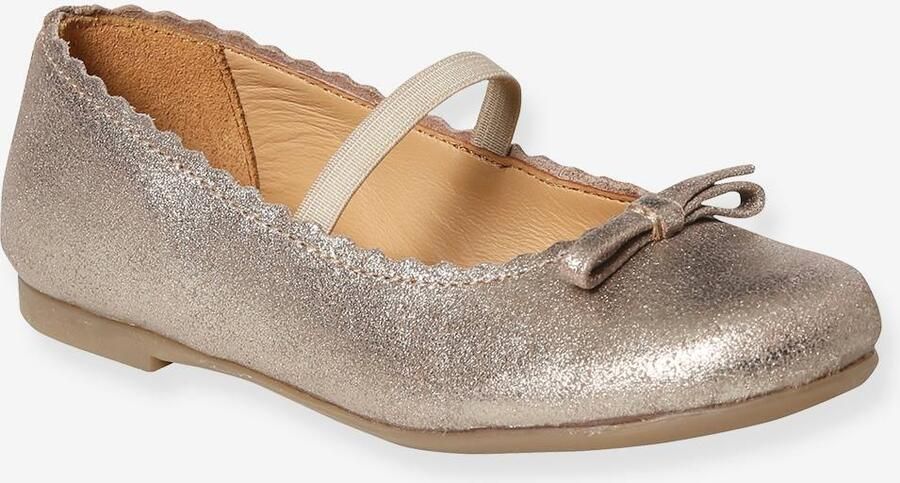 VERTBAUDET Leren meisjesballerina's metallic beige - Foto 2