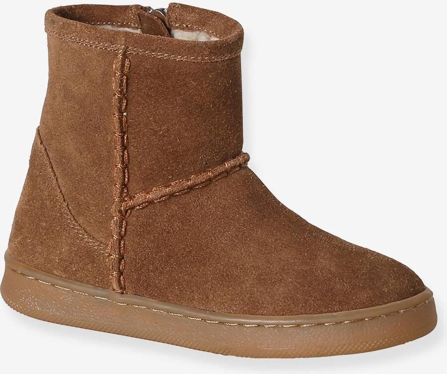VERTBAUDET Leren meisjesboots met rits bruin - Foto 1